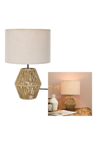 Lampe de table en lin - Vert foncé et blanc