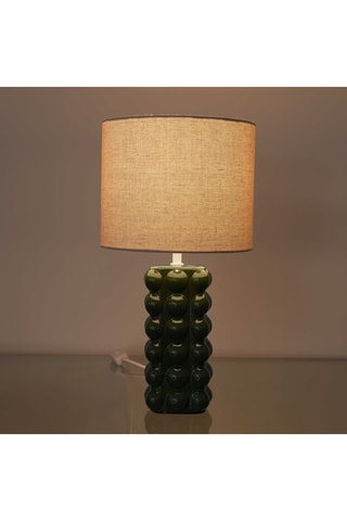 Lampe de table en céramique - Vert foncé et blanc