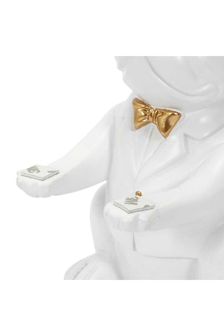 Sculpture Bulldog - Blanc et doré - 23 cm