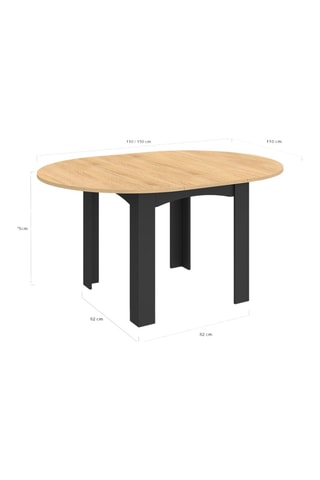 Table à manger ronde Dina bois et noir Ø110-150cm