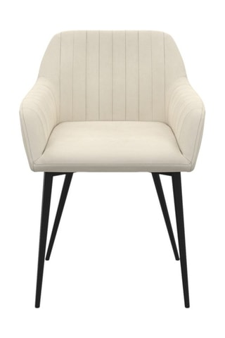 Chaises Ariana avec accoudoirs en velours crème et pieds métal - lot de 2