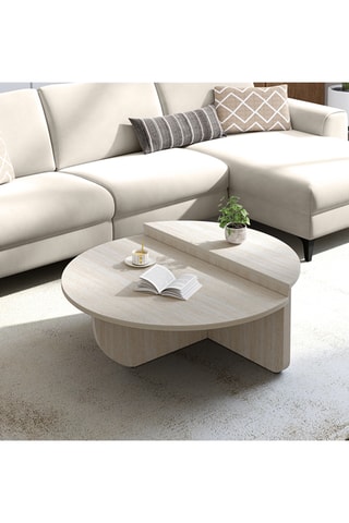 Tables basses rondes asymétriques effet travertin