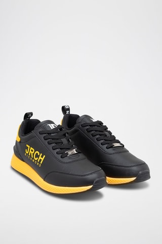 Sneakers en cuir - Noir et orange