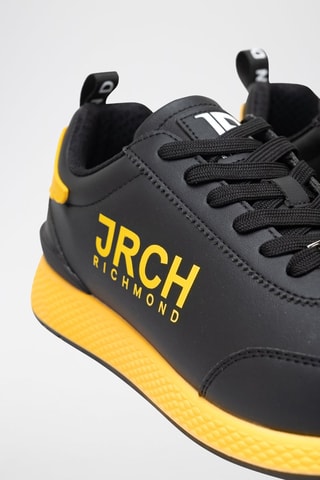 Sneakers en cuir - Noir et orange