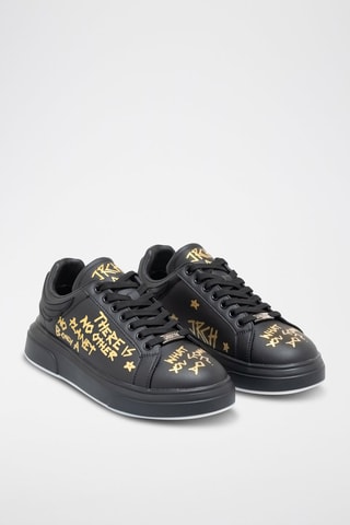 Sneakers en cuir - Noir et doré