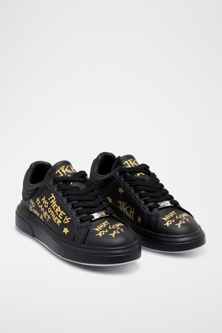Sneakers de couro - Preto e dourado