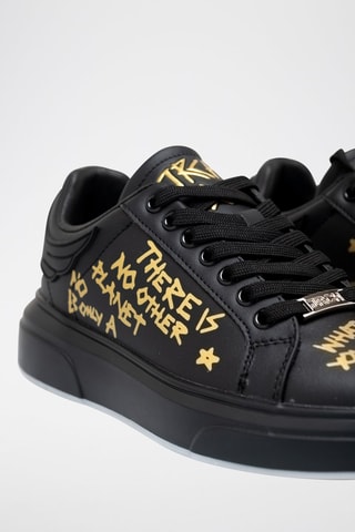 Sneakers de couro - Preto e dourado