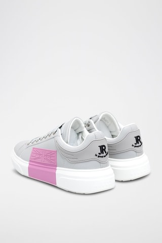 Sneakers en cuir - Gris clair et blanc