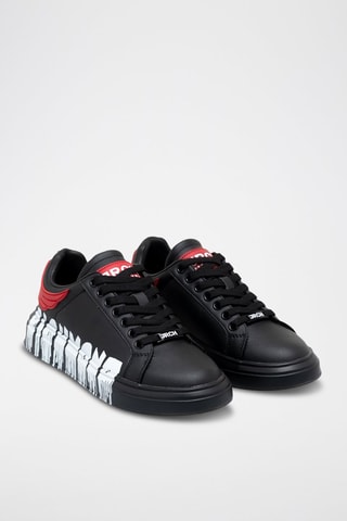 Sneakers en cuir - Noir et rouge