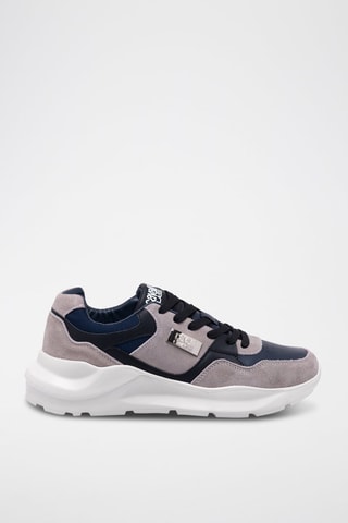 Sapatilhas em nobuck - Cinzento e azul