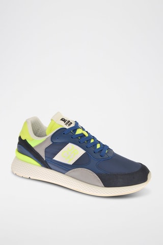 Sneakers en nubuck - Bleu et jaune