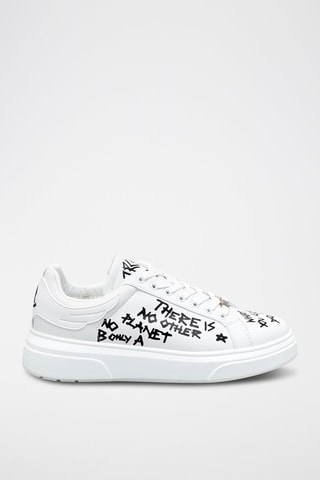 Sneakers de couro - Branco e preto
