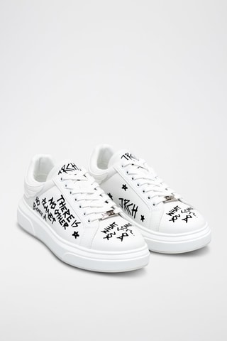Sneakers de couro - Branco e preto