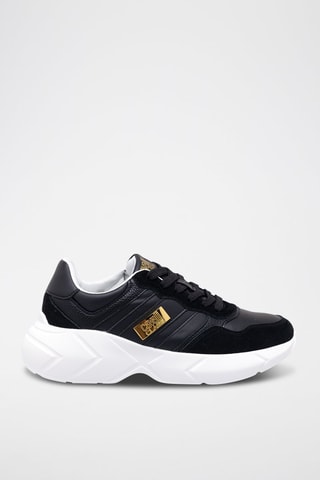 Sapatilhas em nobuck - Preto e dourado