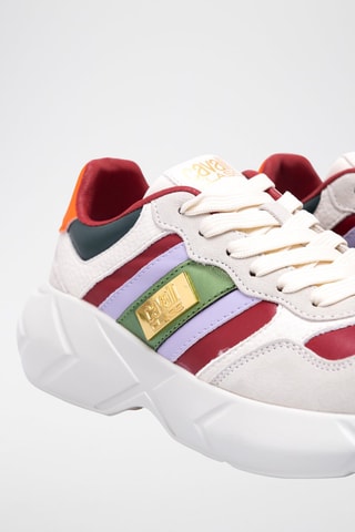 Sapatilhas em nobuck - Branco e vermelho