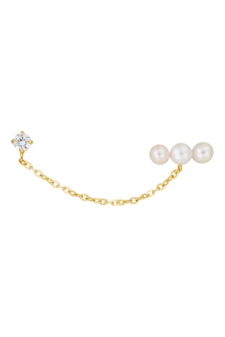 Earcuff Perle montante - Or jaune et perles de culture