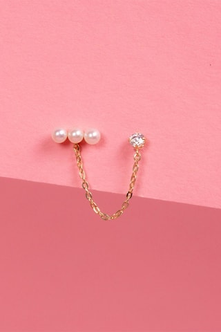 Earcuff Perle montante - Or jaune et perles de culture