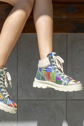 Bottines Woodblock Patchwork  - Multicolore