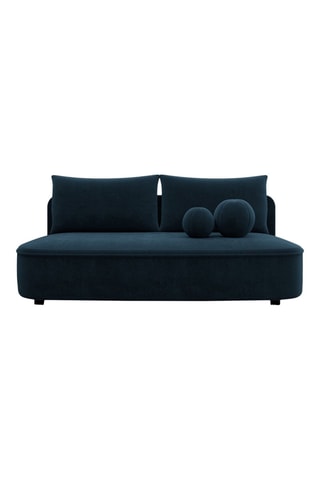 Canapé droit convertible Baldo - Bleu foncé - 2 places - Tissu velours