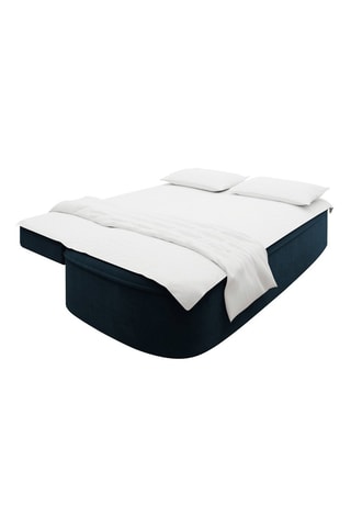 Canapé droit convertible Baldo - Bleu foncé - 2 places - Tissu velours