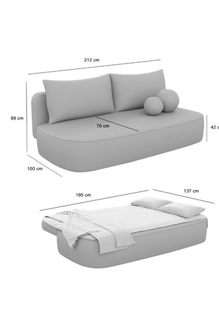 Canapé droit convertible Baldo - Bleu foncé - 2 places - Tissu velours