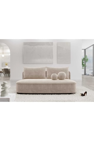 Canapé droit convertible Baldo - Crème - 2 places - Tissu velours