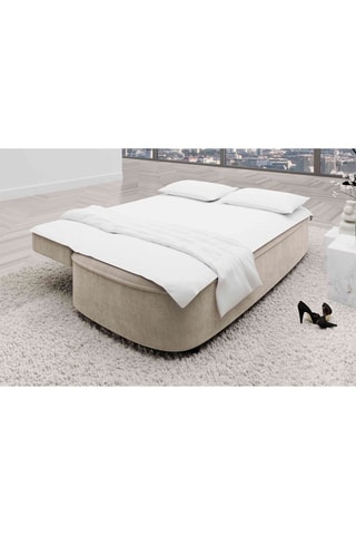 Canapé droit convertible Baldo - Crème - 2 places - Tissu velours