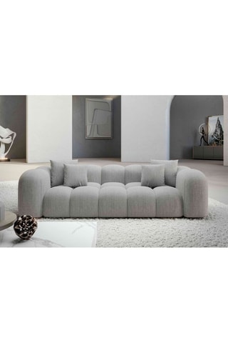Canapé droit Nuvola - Gris clair - 3 places - Tissu structuré