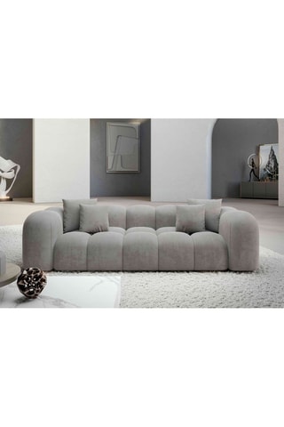 Canapé droit Nuvola - Gris clair - 3 places - Tissu velours