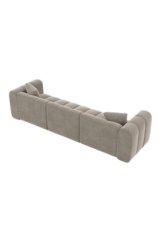 Canapé droit Luma - Beige foncé - 3 places - Tissu velours