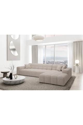 Canapé d'angle droit Cardano - Beige - 5 places - En tissu structuré