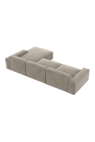 Canapé d'angle droit Lionel - Beige foncé - 5 places - Tissu toucher velours