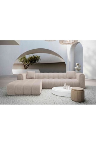 Canapé d'angle gauche Luma - Beige - 5 places - Tissu structuré