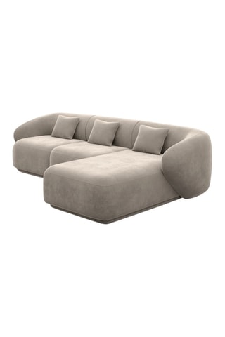 Canapé d'angle droit Maitano - Beige foncé - 5 places - Tissu toucher velours