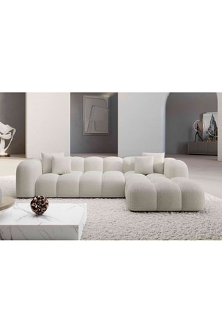 Canapé d'angle droit Form Nuvola - Blanc - 5 places - Tissu bouclette