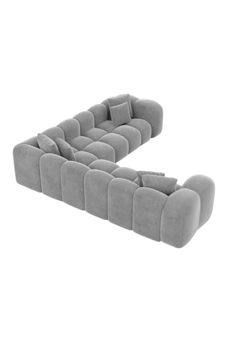 Canapé d'angle Nuvola - Gris clair - 6 places - Tissu toucher velours