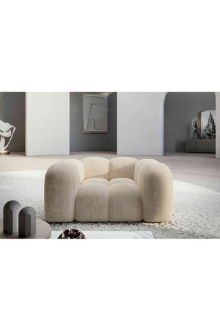 Fauteuil Nuvola - Crème - Tissu toucher velours