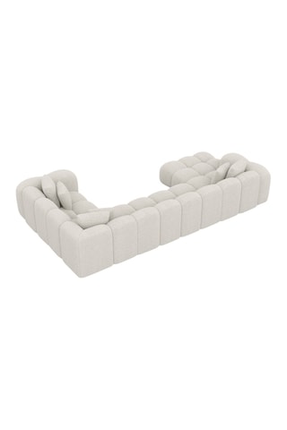 Canapé d'angle droit panoramique Nuvola - Blanc - 7 places - Tissu bouclé