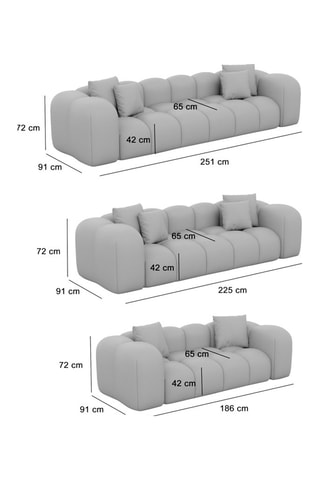 Canapé Nuvola - Gris clair - 2 places - Tissu toucher velours