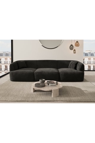 Canapé Ozura - Noir - 3 places - Tissu toucher velours