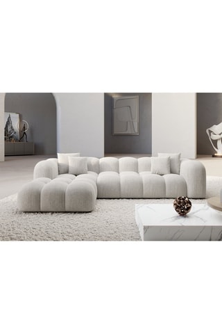 Canapé d'angle gauche Nuvola - Blanc - 5 places - Tissu structuré