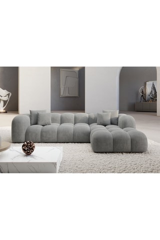 Canapé d'angle droit Nuvola - Gris clair - 5 places - Tissu toucher velours