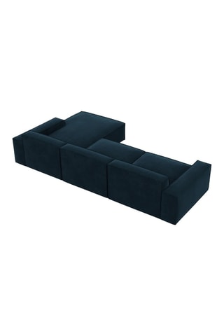 Canapé d'angle droit Lionel - Bleu foncé - 5 places - Tissu toucher velours