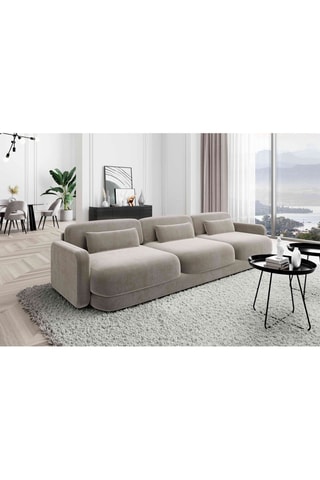 Canapé droit Migala - Beige foncé - 3 places - Tissu velours