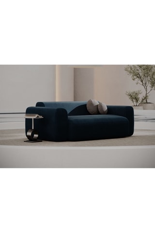 Canapé droit Moloko - Bleu foncé - 3 places - Tissu velours