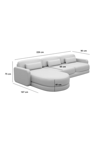 Canapé d'angle gauche Migala - Beige foncé - 5 places - Tissu toucher velours