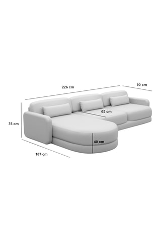 Canapé d'angle gauche Migala - Crème - 5 places - Tissu toucher velours