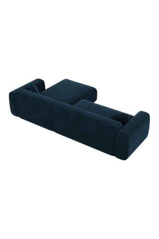 Canapé d'angle droit Moloko - Bleu foncé - 5 places - Tissu toucher velours