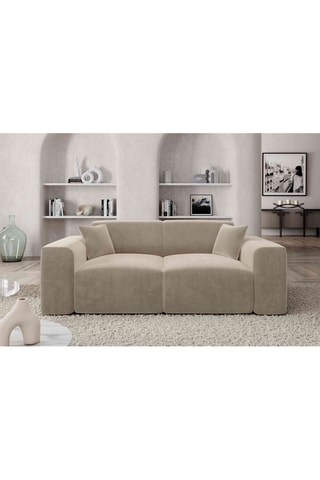 Canapé droit Lenova - Crème - 3 places - Tissu velours