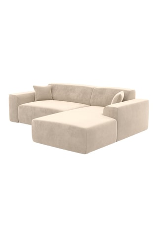 Canapé d'angle droit Lenova - Crème - 5 places - Toucher velours